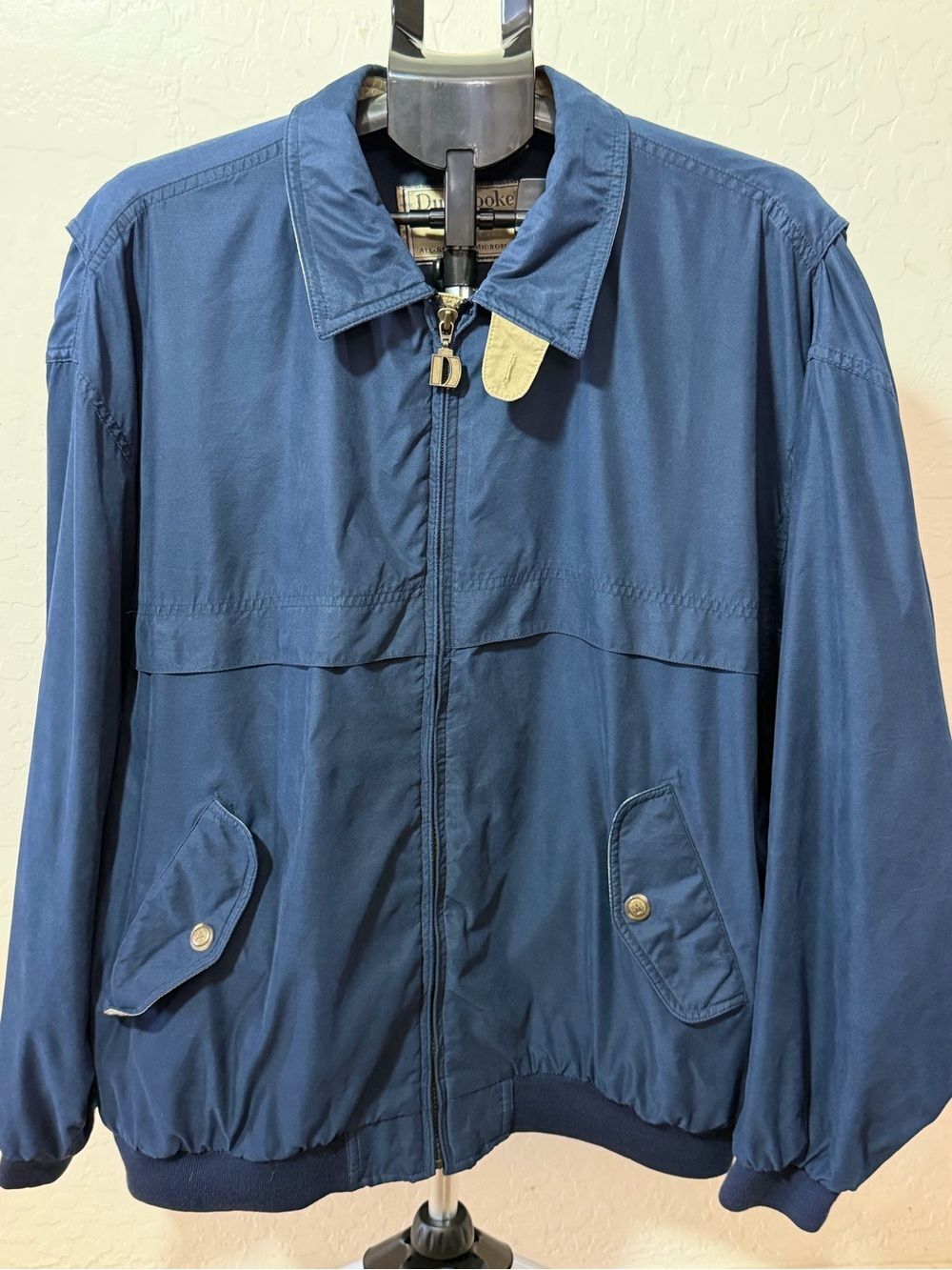 Vintage Dunbrooke XL Blue Microfiber Zip Jacket Bomber Golf Lightweight Mens